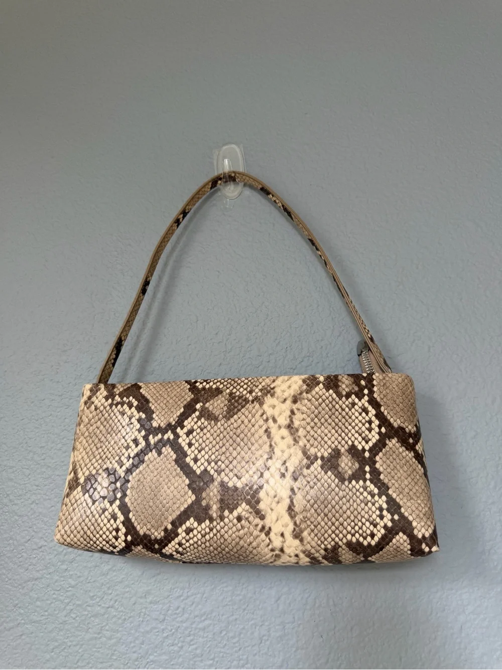 Neutral Snake-Print Shoulder Bag